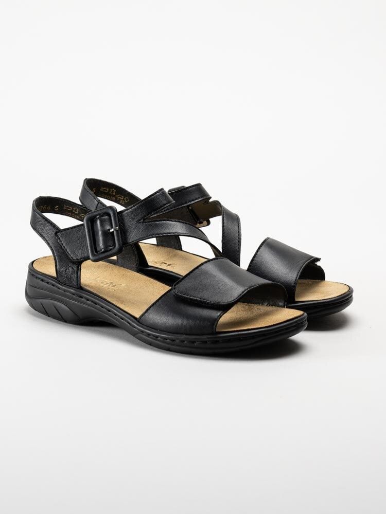 Rieker - Svarta sandaler i skinn