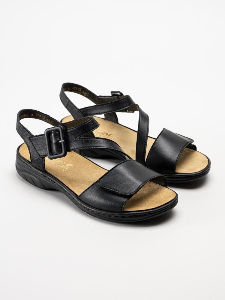 Rieker - Svarta sandaler i skinn