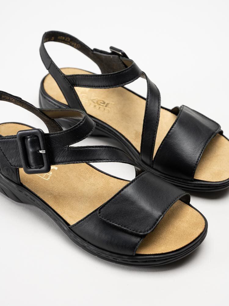 Rieker - Svarta sandaler i skinn