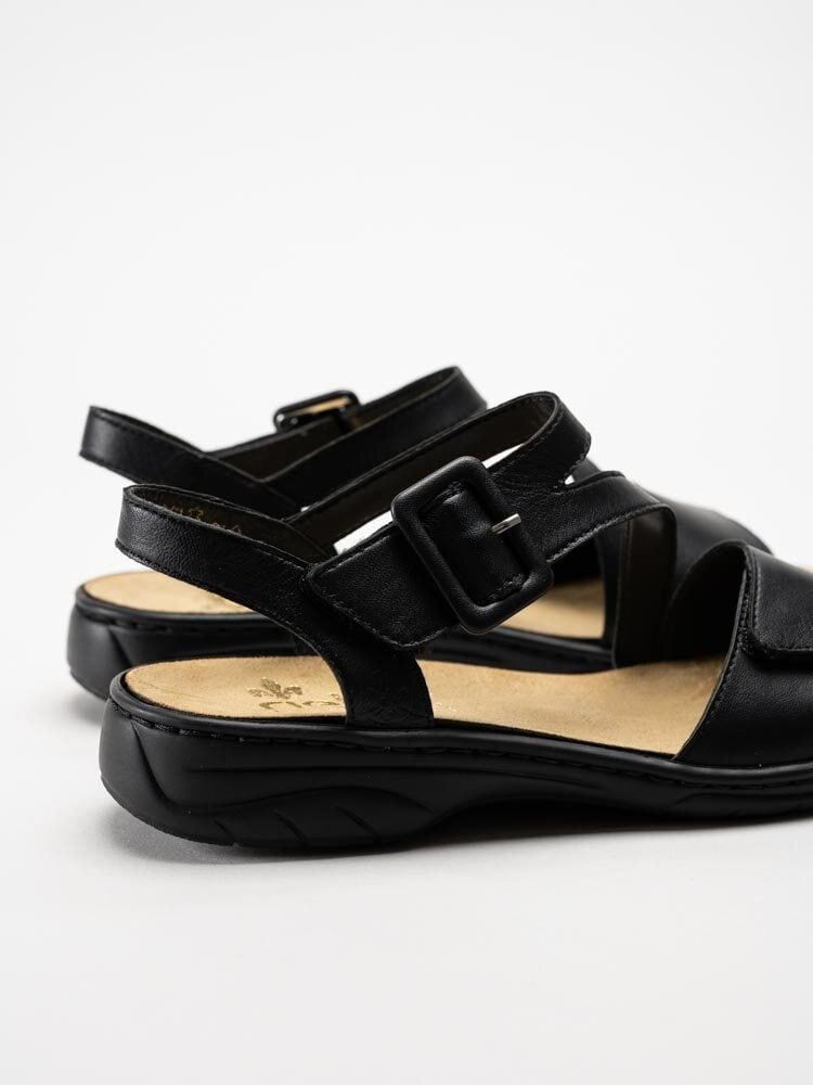 Rieker - Svarta sandaler i skinn