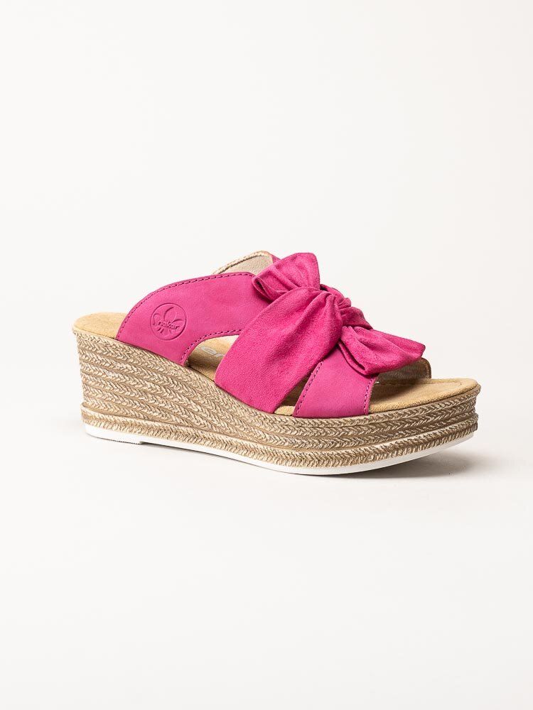 Rieker - Rosa slip in sandaletter med rosett