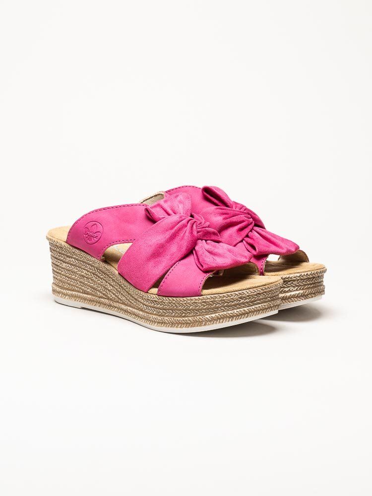 Rieker - Rosa slip in sandaletter med rosett