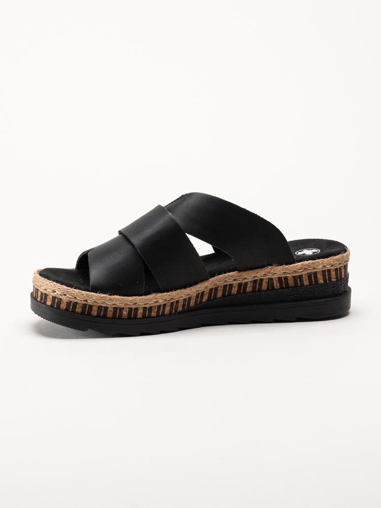 Rieker - Svarta kilklackade slip in-sandaler