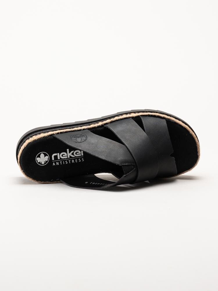 Rieker - Svarta kilklackade slip in-sandaler