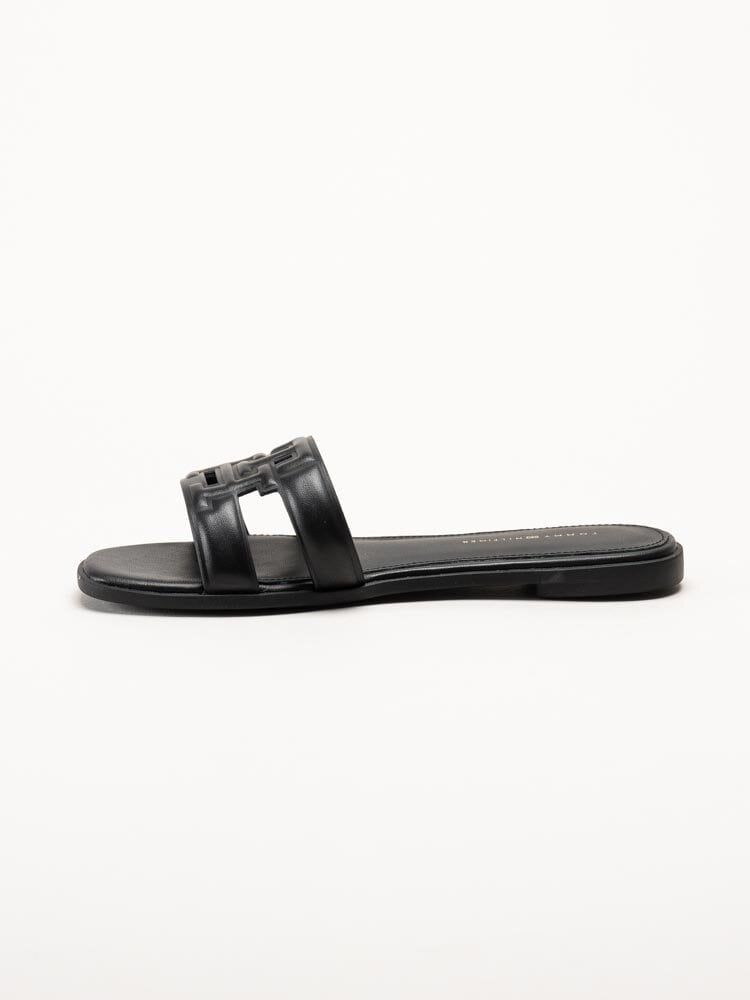 Tommy Hilfiger - Logo Strap Mule - Svarta slip-in sandaler i skinn