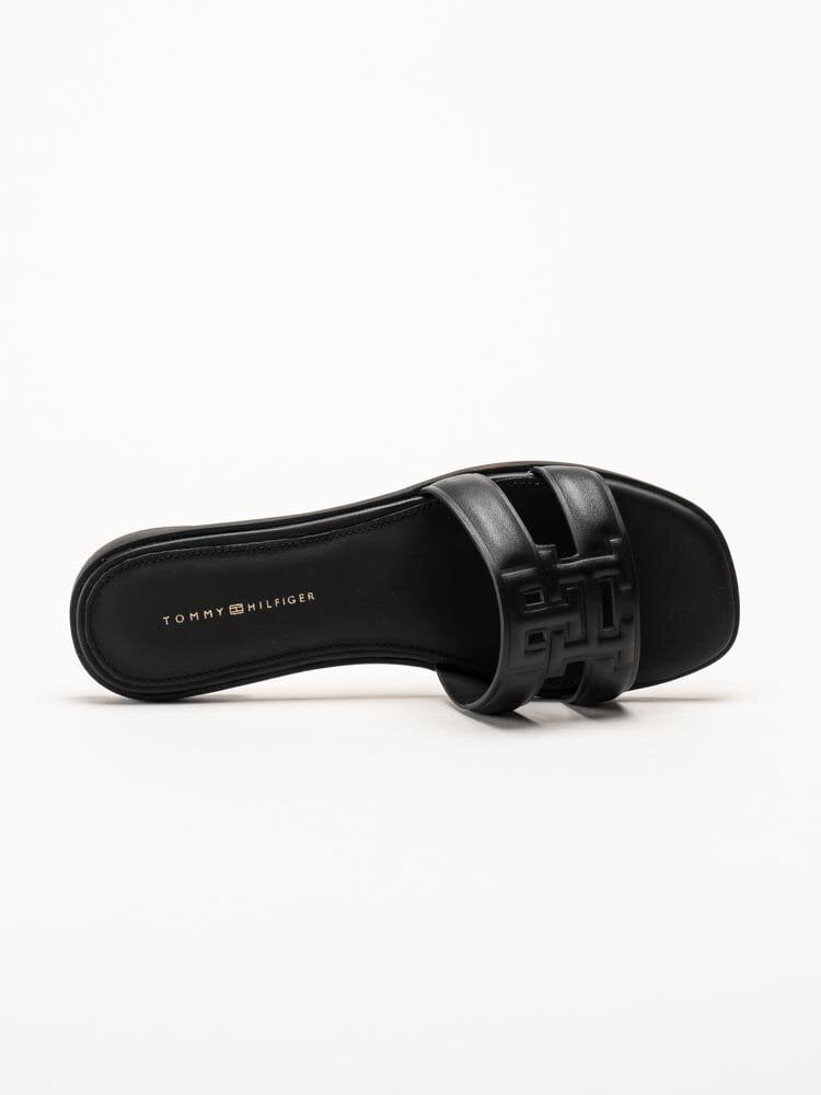Tommy Hilfiger - Logo Strap Mule - Svarta slip-in sandaler i skinn
