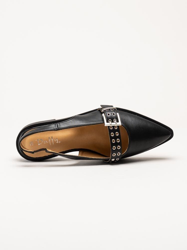 Duffy - Svarta slingback pumps i skinnimitation