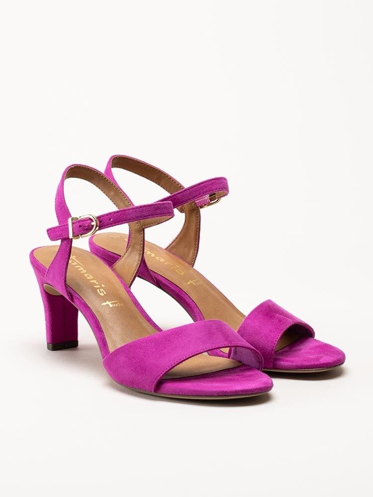 Tamaris - Mörkrosa sandaletter i textil