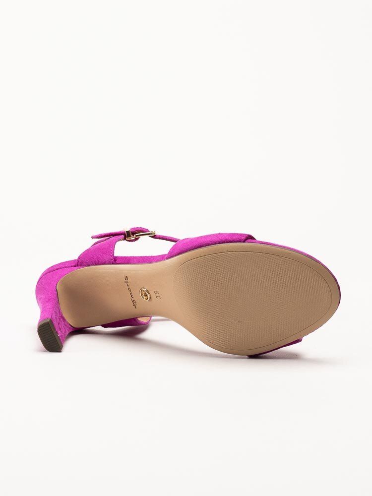 Tamaris - Mörkrosa sandaletter i textil