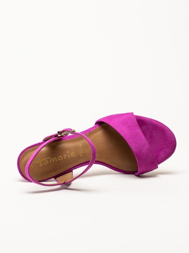 Tamaris - Mörkrosa sandaletter i textil