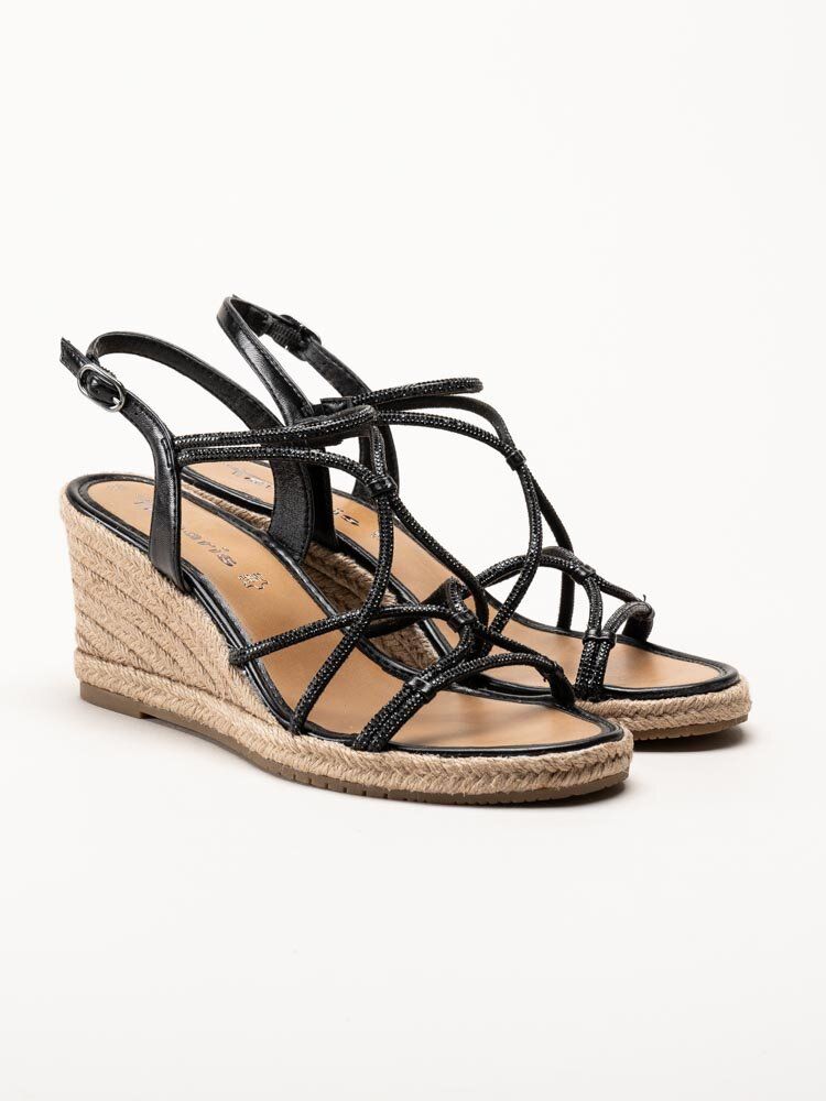 Tamaris - Svarta kilklackade sandaletter