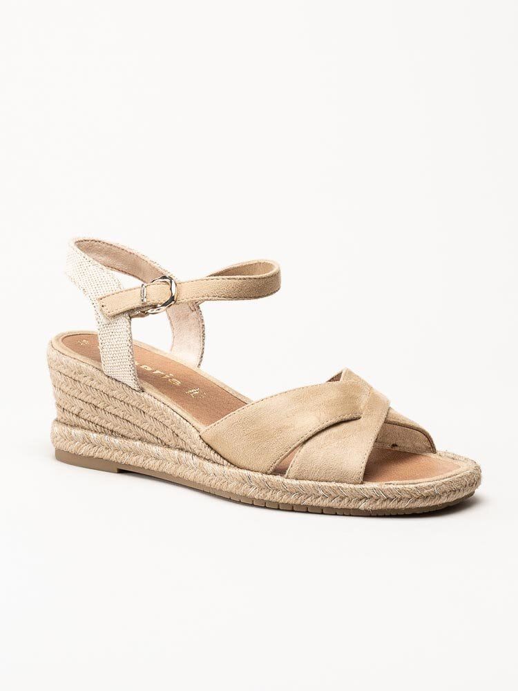 Tamaris - Beige kilklackade sandaletter