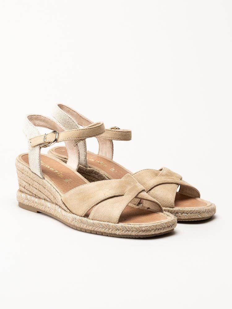 Tamaris - Beige kilklackade sandaletter