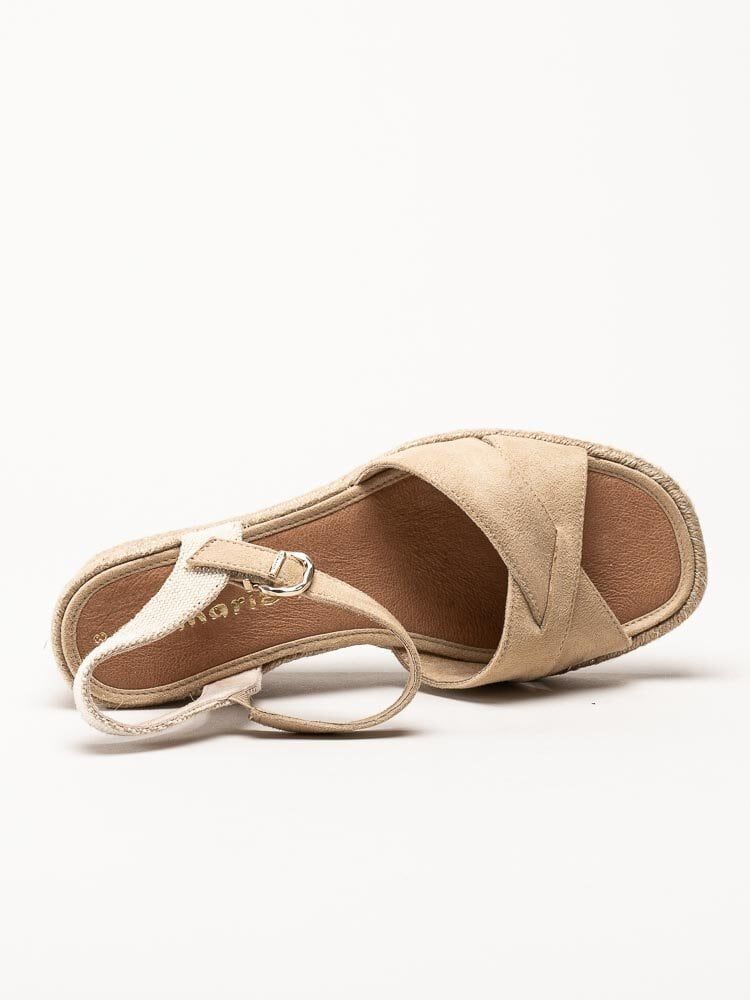 Tamaris - Beige kilklackade sandaletter