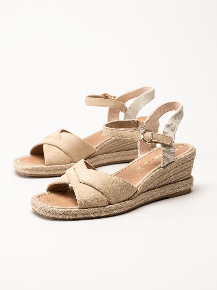 Tamaris - Beige kilklackade sandaletter