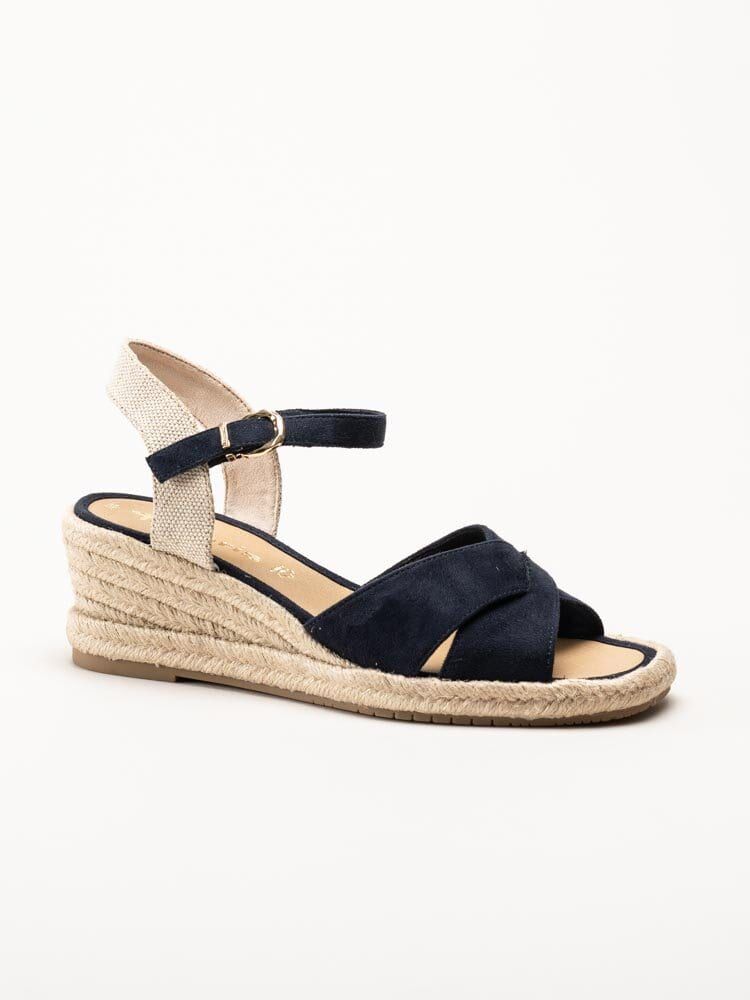 Tamaris - Mörkblå kilklackade sandaletter