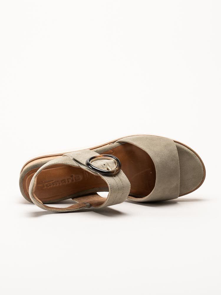 Tamaris - Gröna kilklackade sandaletter