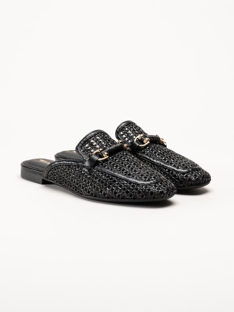 Tamaris - Svarta slip in loafers med dekorativt spänne