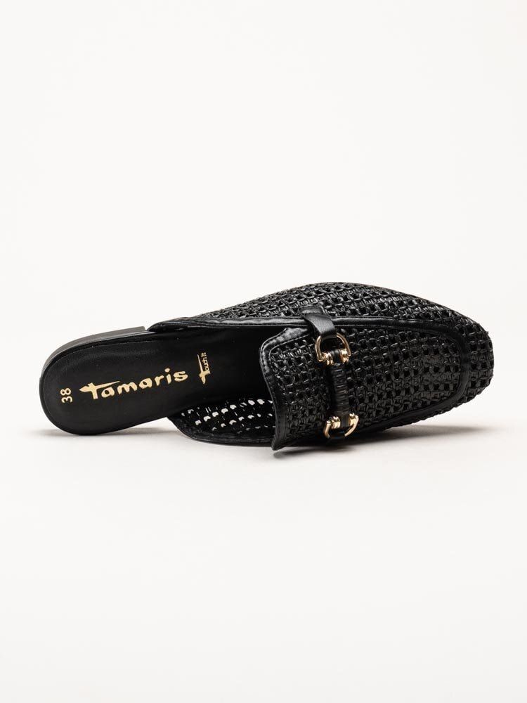 Tamaris - Svarta slip in loafers med dekorativt spänne