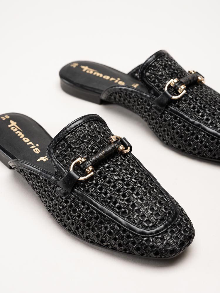 Tamaris - Svarta slip in loafers med dekorativt spänne