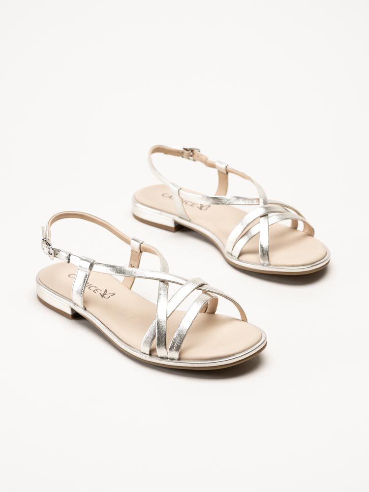 Caprice - Silvermetallic remsandaler i skinn