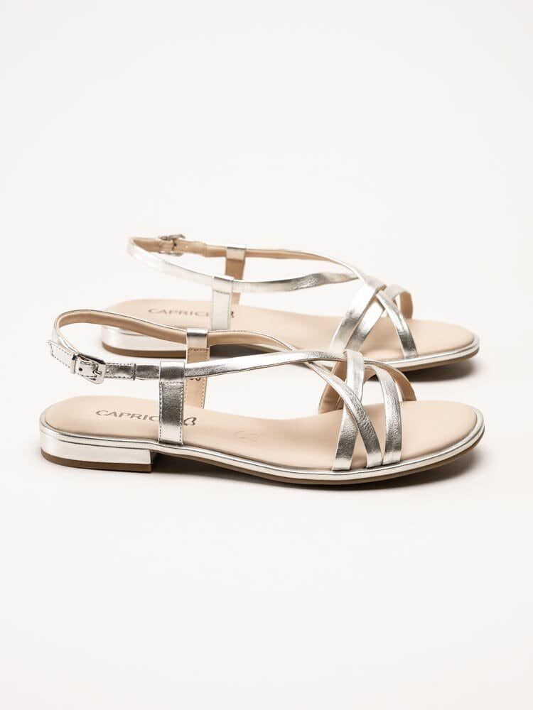 Caprice - Silvermetallic remsandaler i skinn
