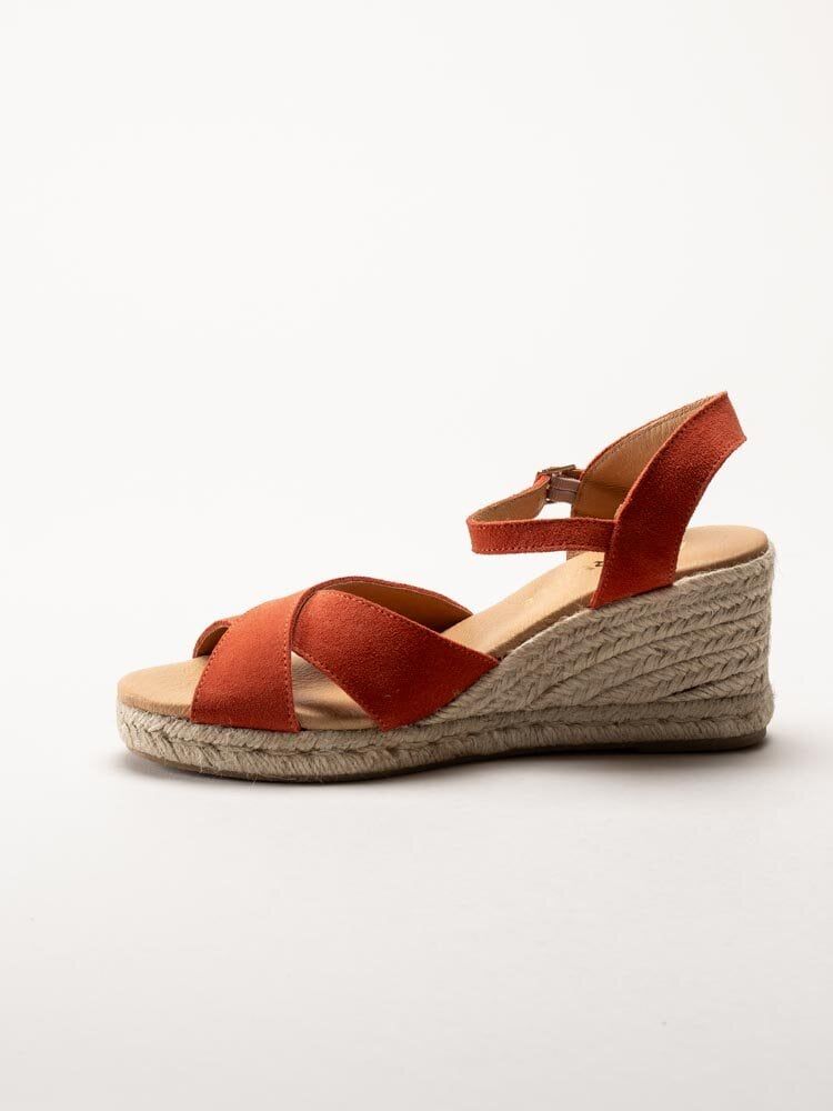 Alberville - Vendy Suede Elche - Röda kilklackade sandaletter i mocka