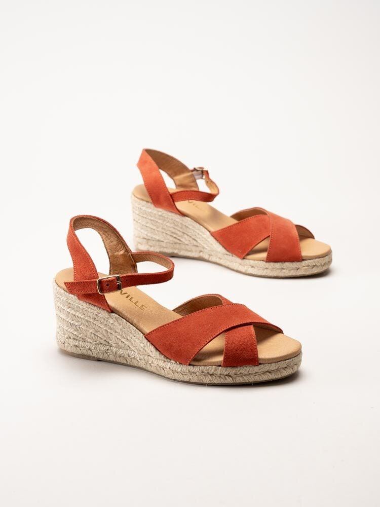 Alberville - Vendy Suede Elche - Röda kilklackade sandaletter i mocka