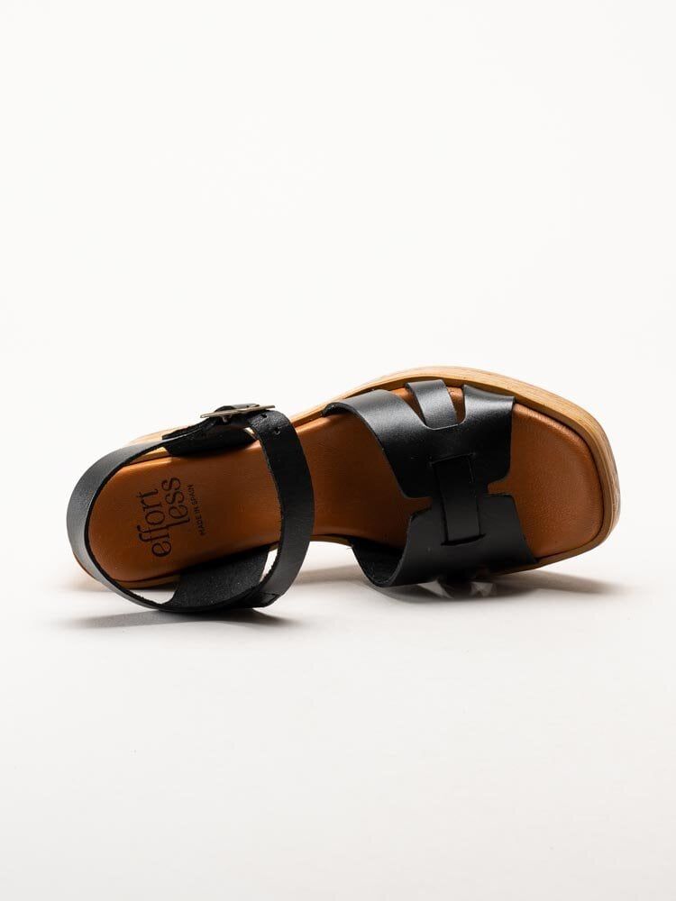 Effortless - Svarta skinnsandaletter med klack