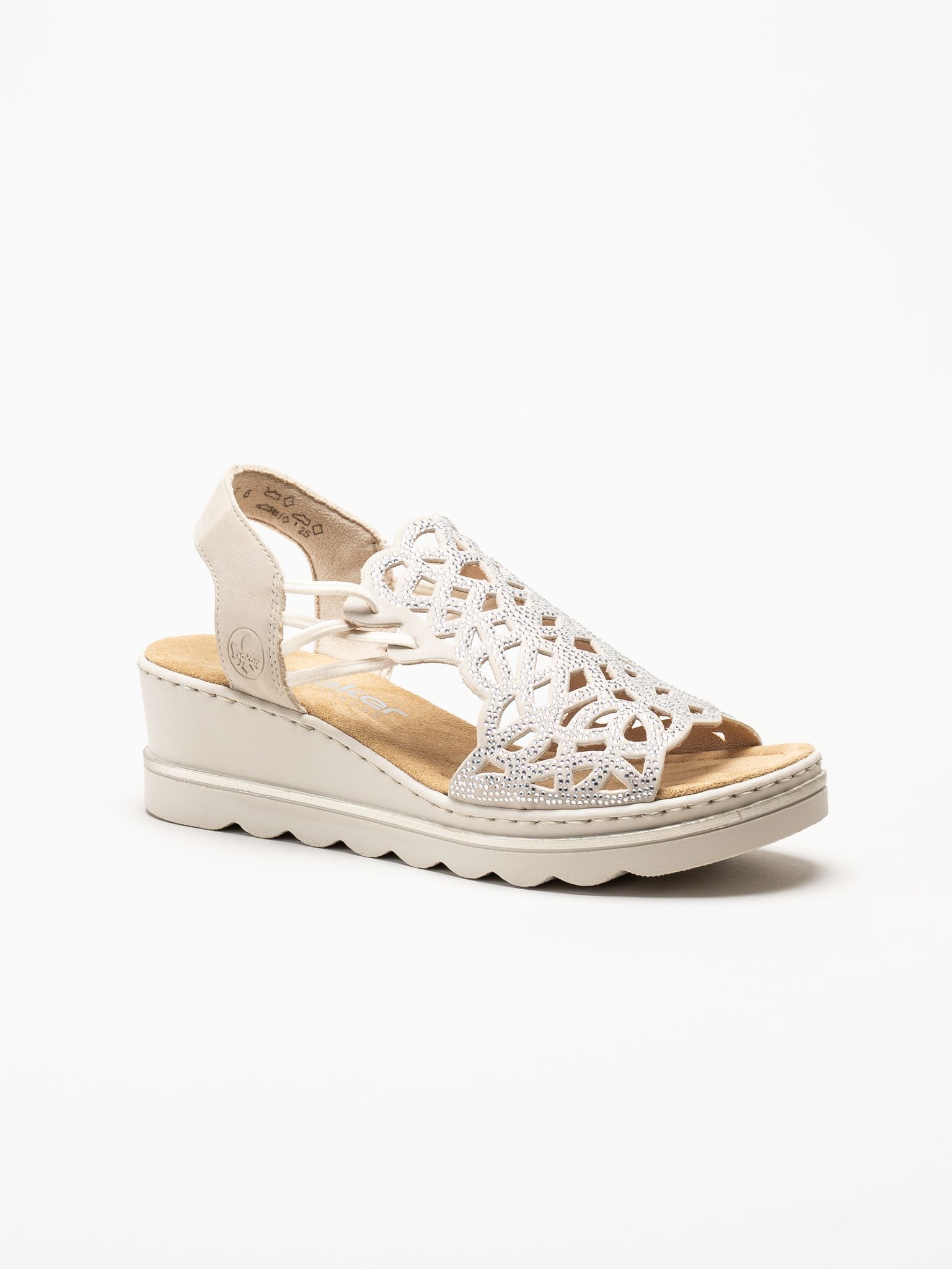 Rieker - Beige sandalett med kilklack