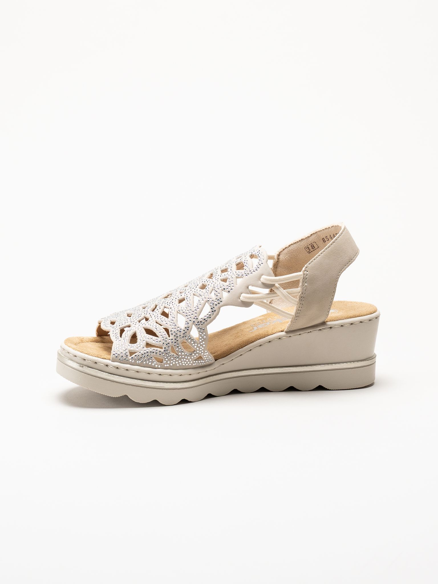 Rieker - Beige sandalett med kilklack