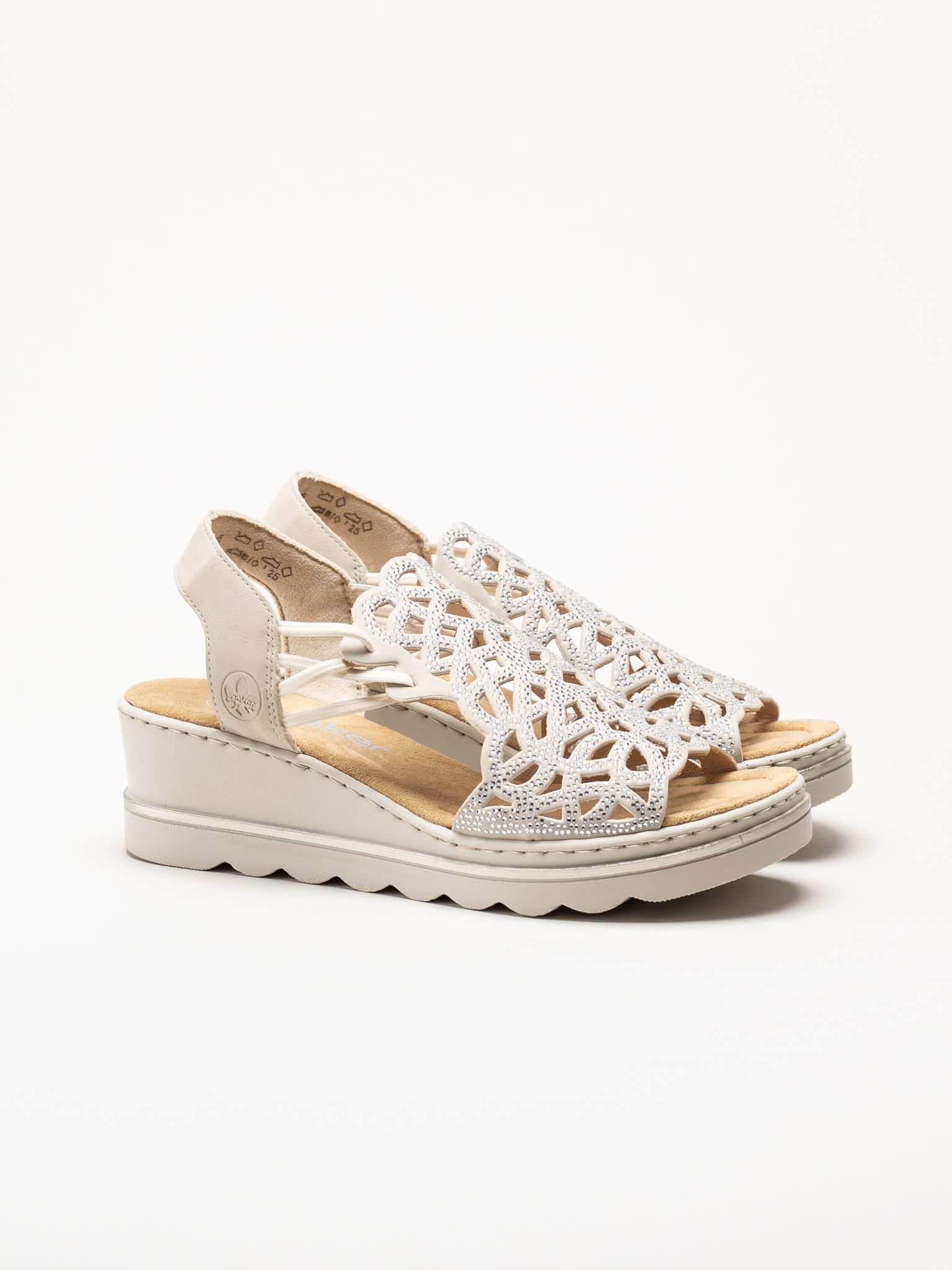 Rieker - Beige sandalett med kilklack