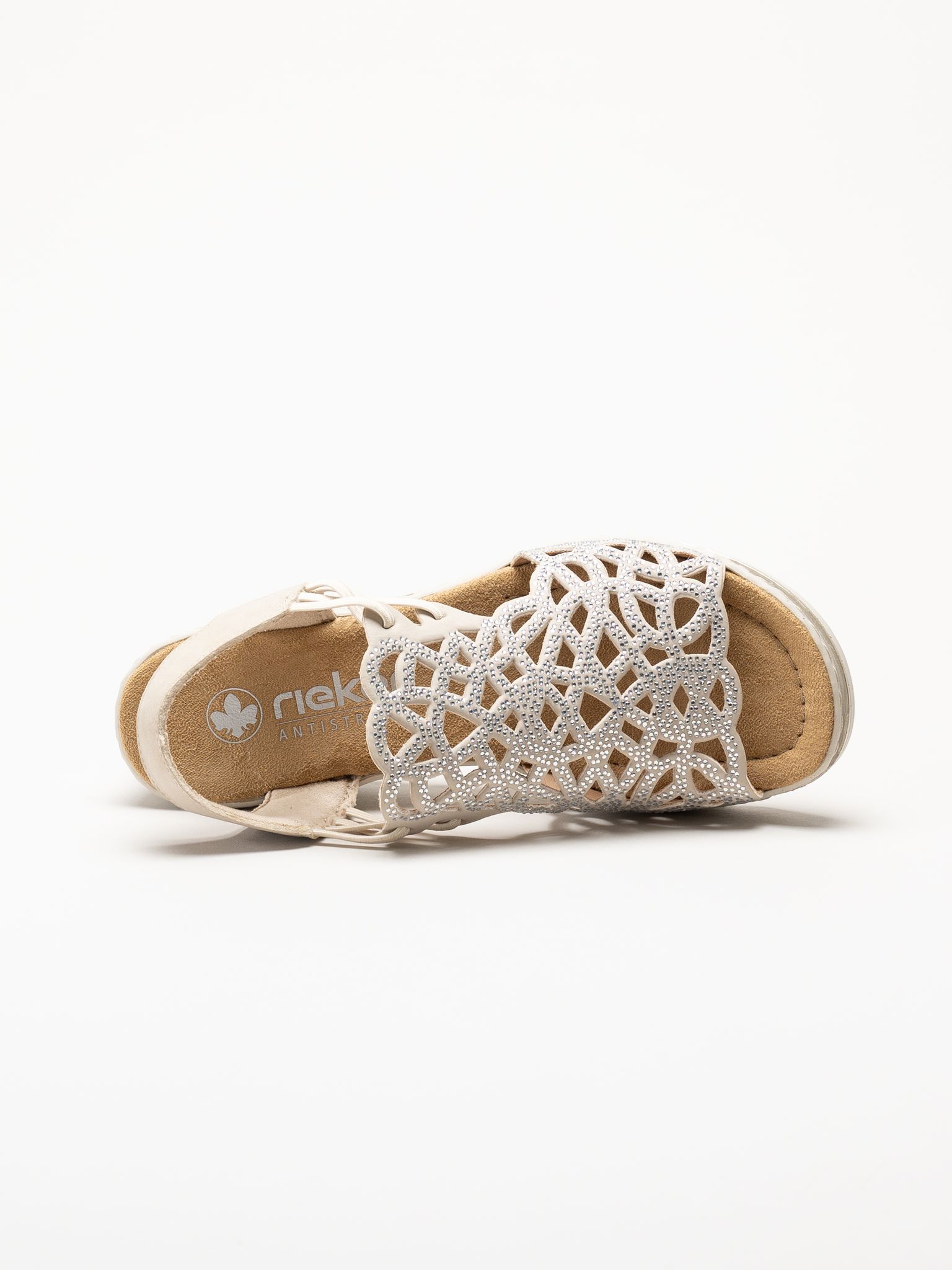 Rieker - Beige sandalett med kilklack