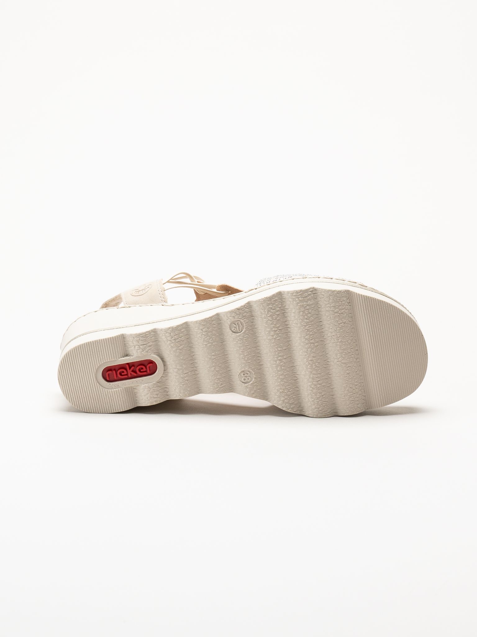 Rieker - Beige sandalett med kilklack