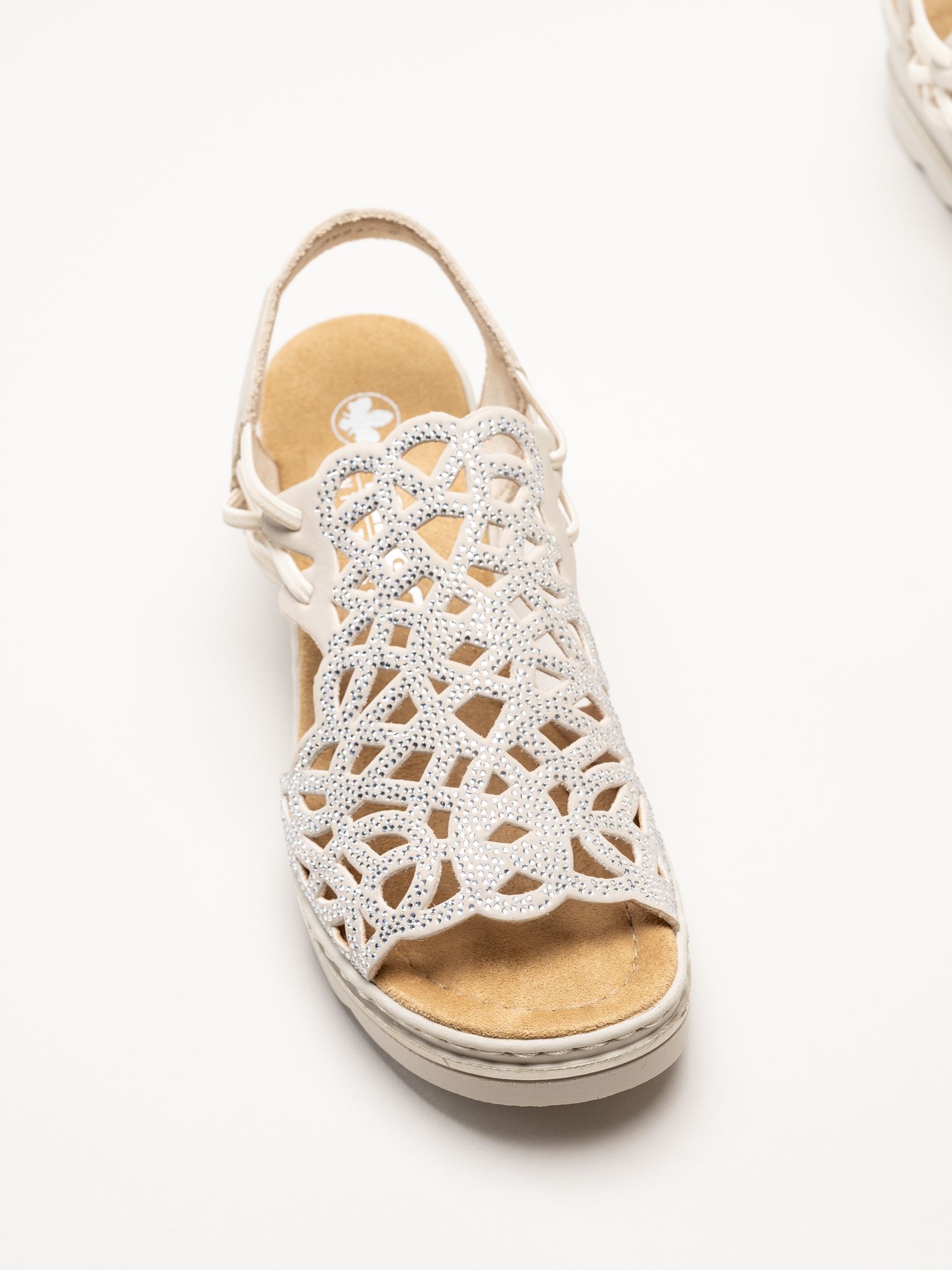 Rieker - Beige sandalett med kilklack