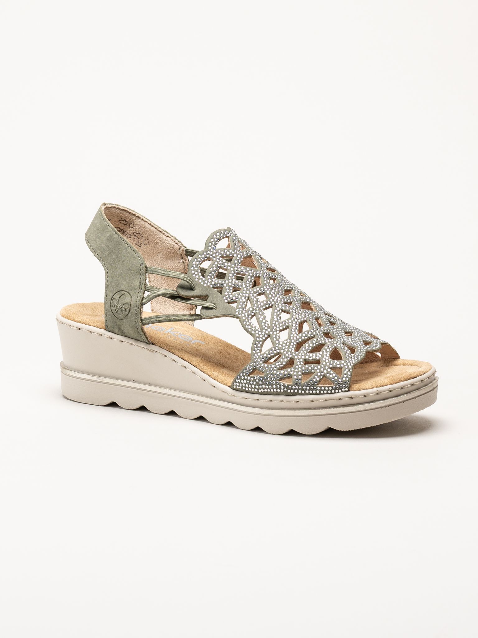 Rieker - Gröna sandaletter med kilklack