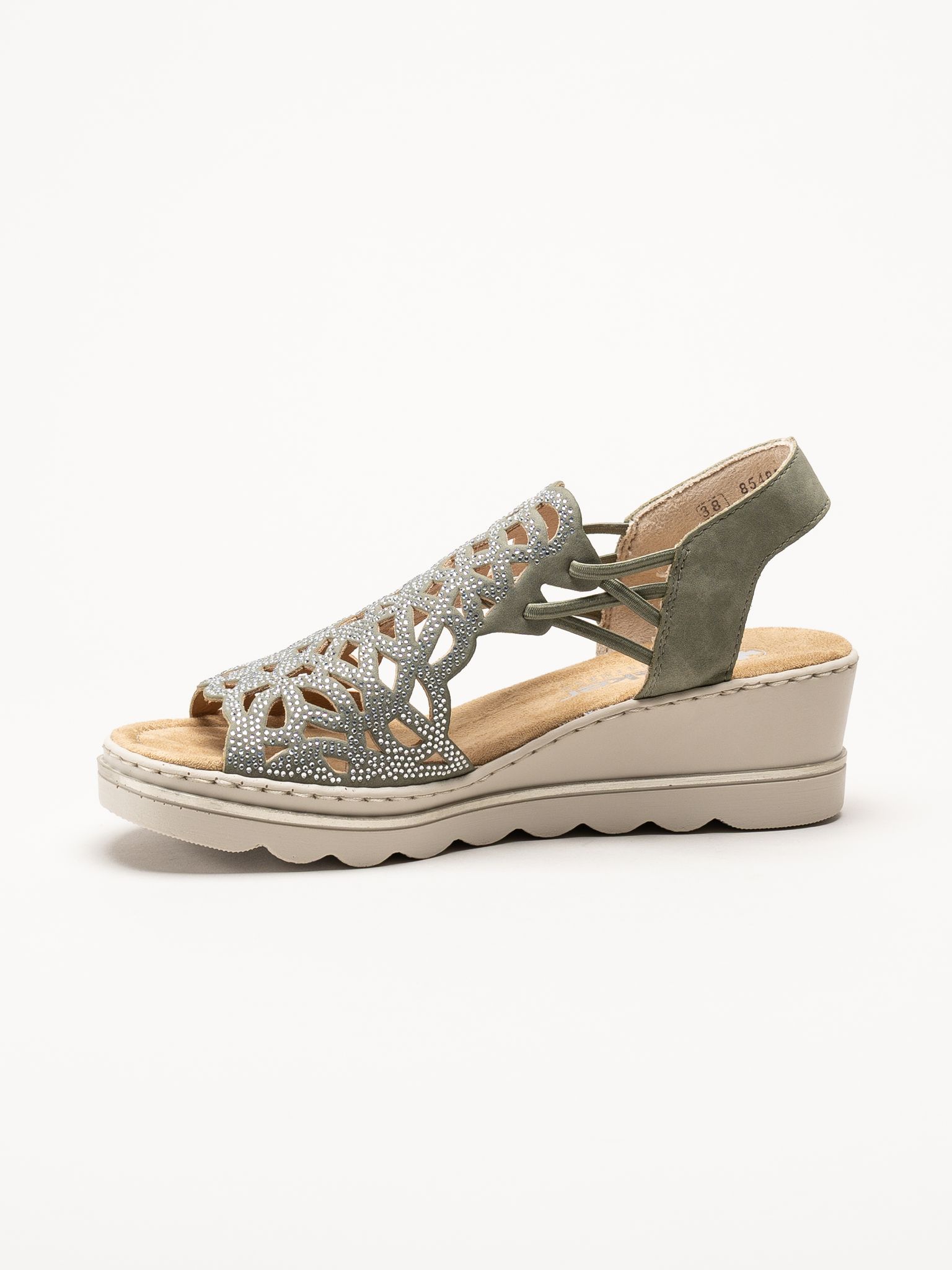 Rieker - Gröna sandaletter med kilklack