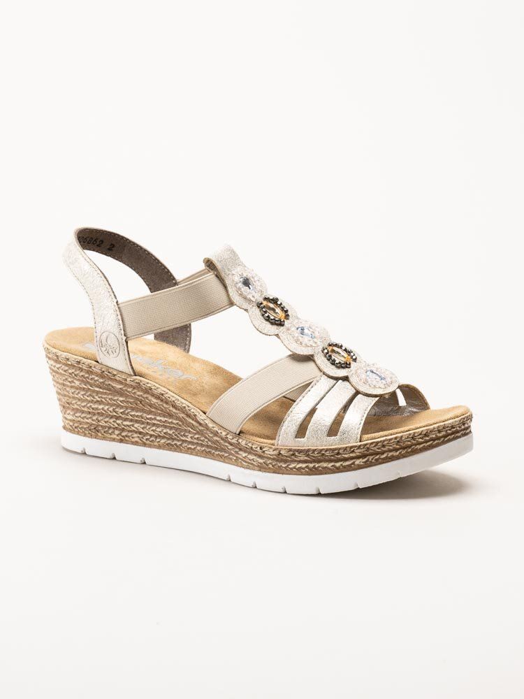 Rieker - Beige sandalett med kilklack