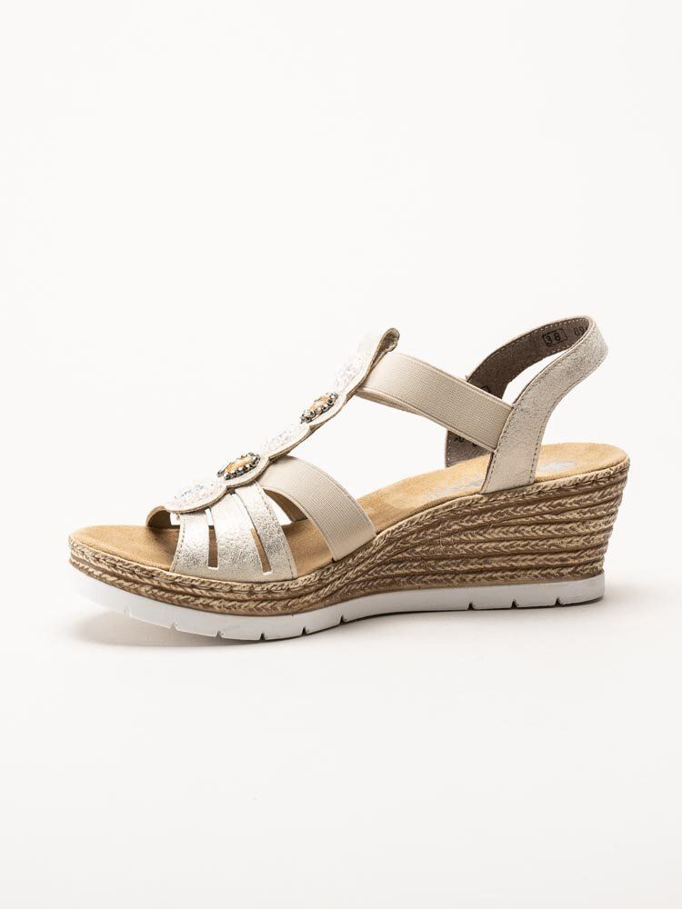 Rieker - Beige sandalett med kilklack