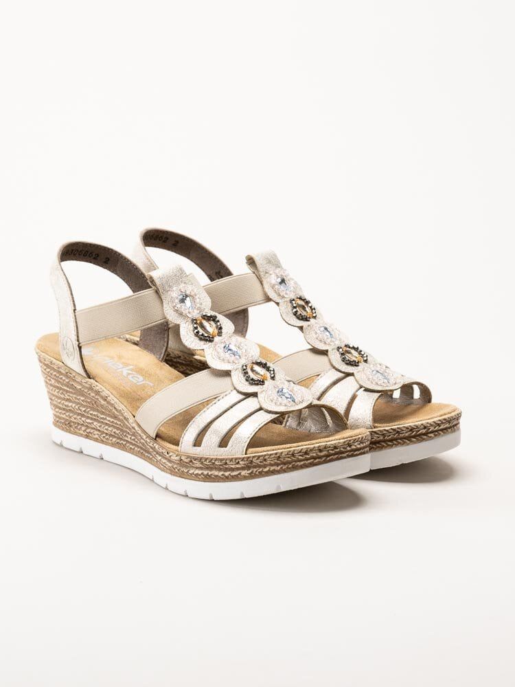 Rieker - Beige sandalett med kilklack