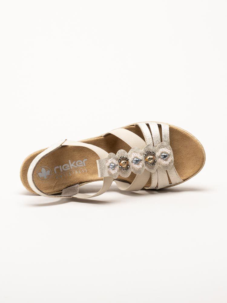 Rieker - Beige sandalett med kilklack