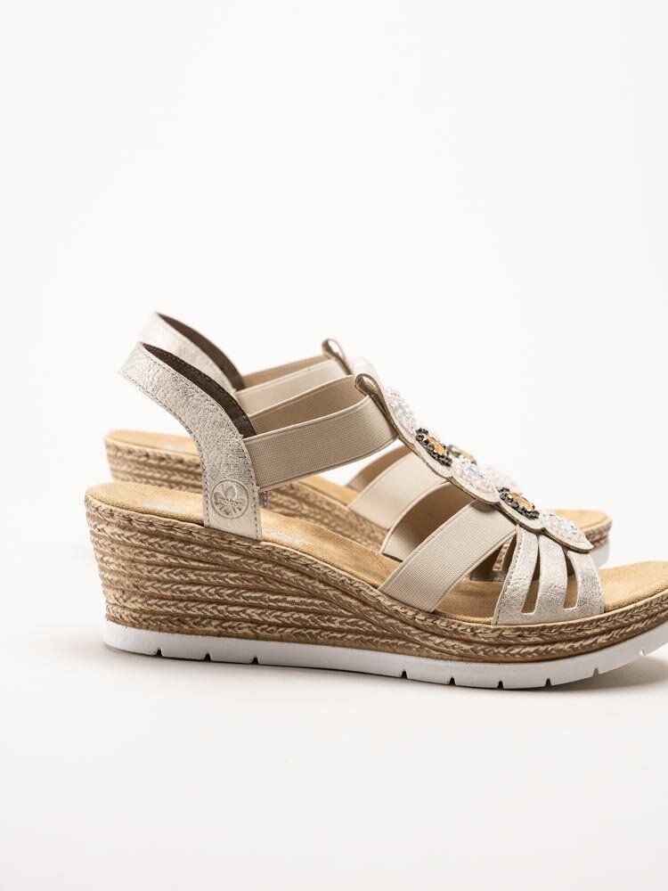 Rieker - Beige sandalett med kilklack