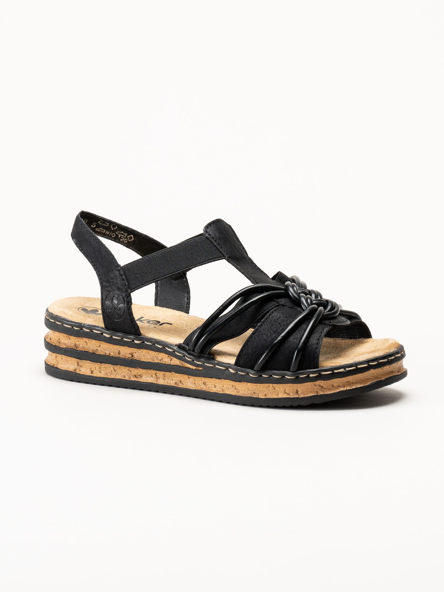Rieker - Svarta remsandaletter
