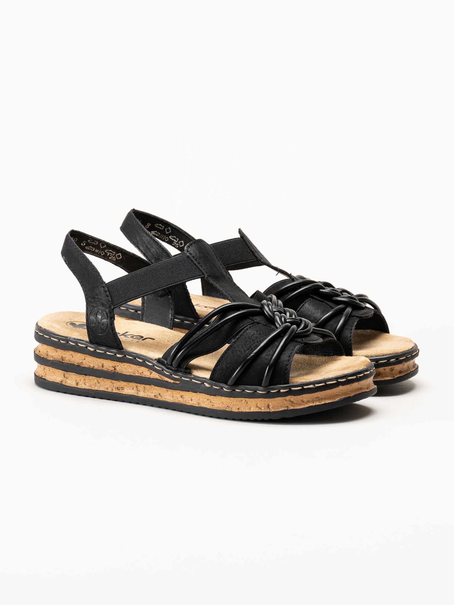 Rieker - Svarta remsandaletter