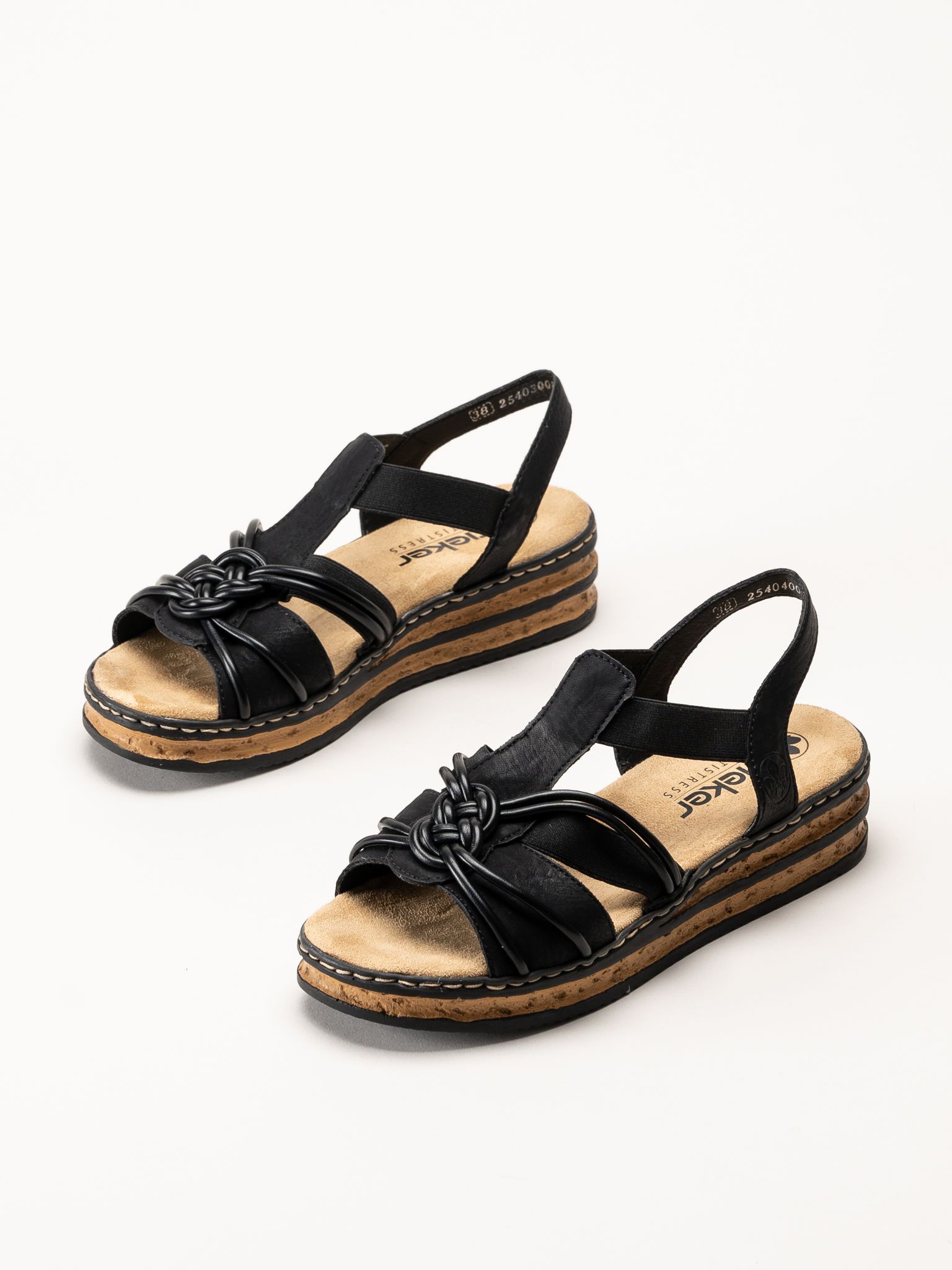 Rieker - Svarta remsandaletter