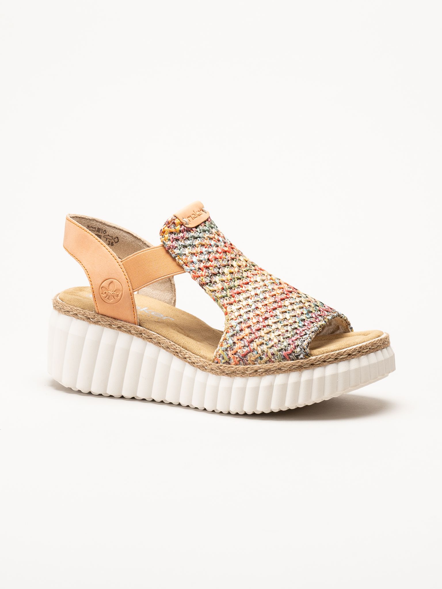 Rieker - Aprikosfärgade kilsandaletter