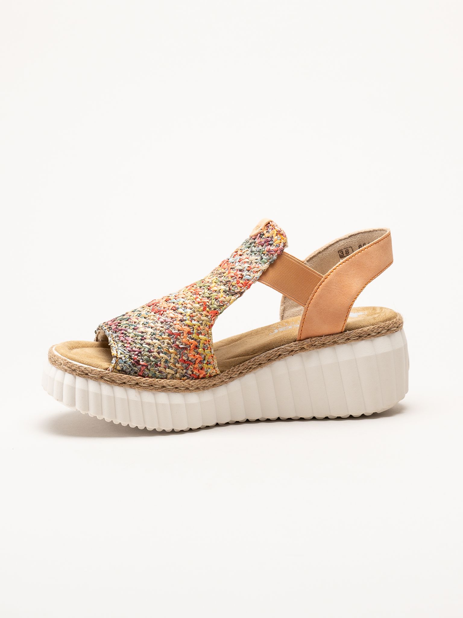 Rieker - Aprikosfärgade kilsandaletter