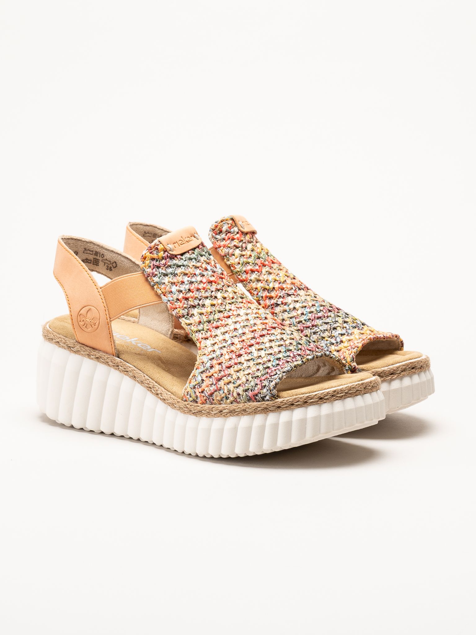Rieker - Aprikosfärgade kilsandaletter