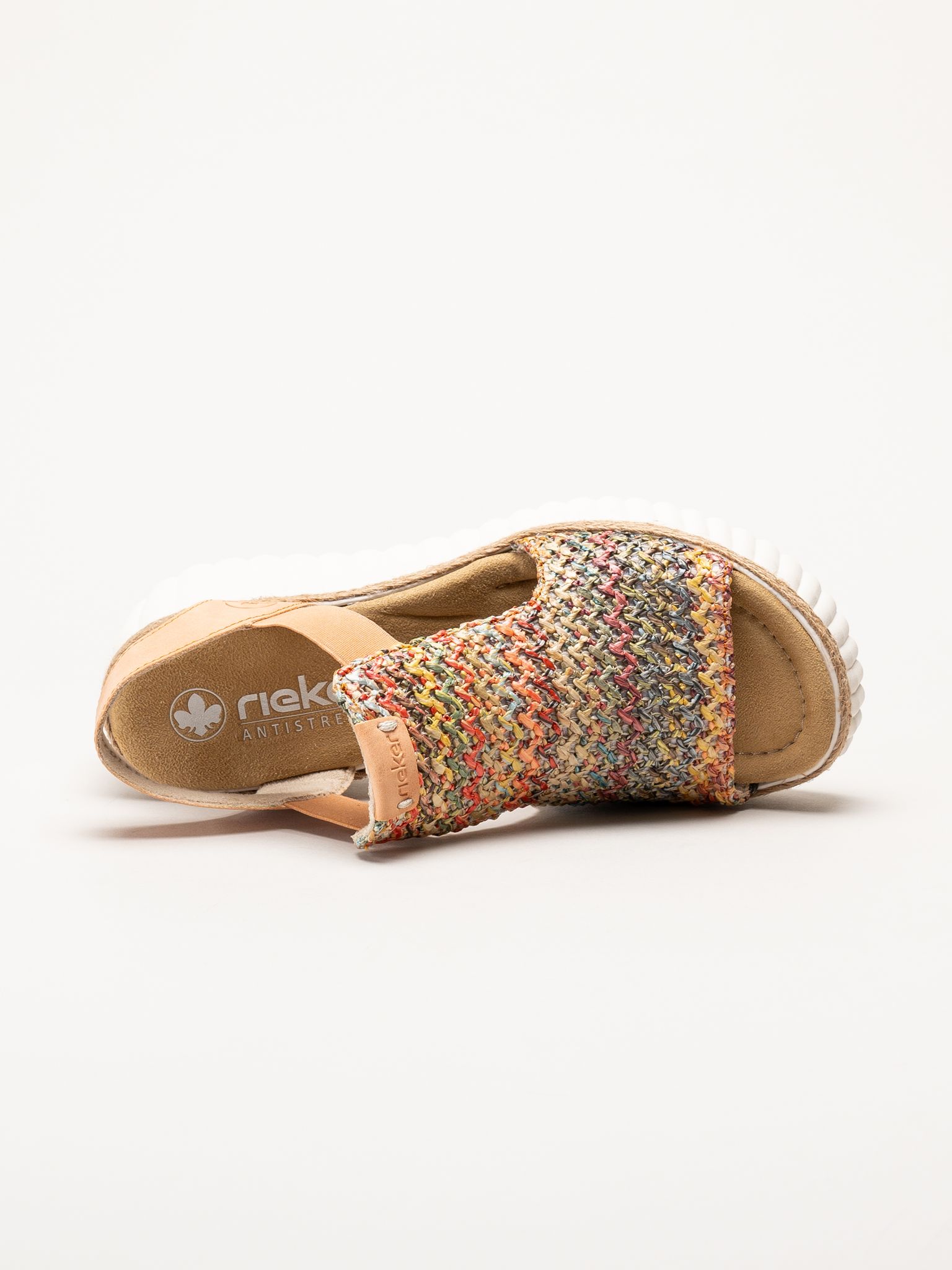 Rieker - Aprikosfärgade kilsandaletter