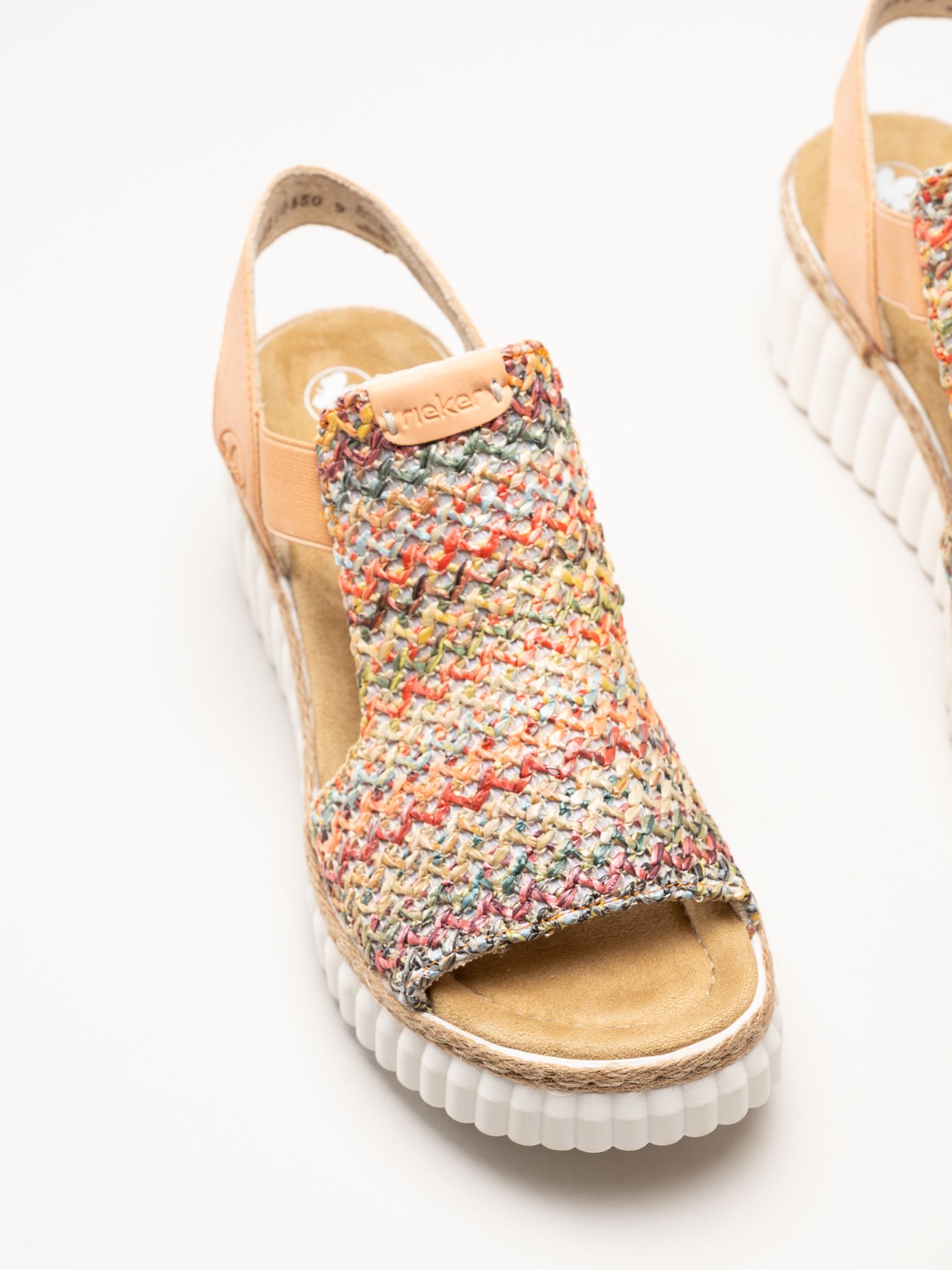 Rieker - Aprikosfärgade kilsandaletter